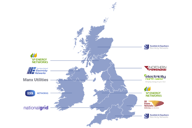 map of energy network operators DNO